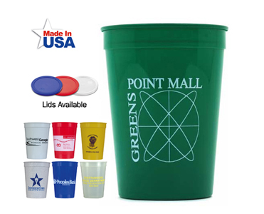  custom imprinted, promotional,
personalized, advertising plastic stadium cups, printed, travel,  trade show & convention