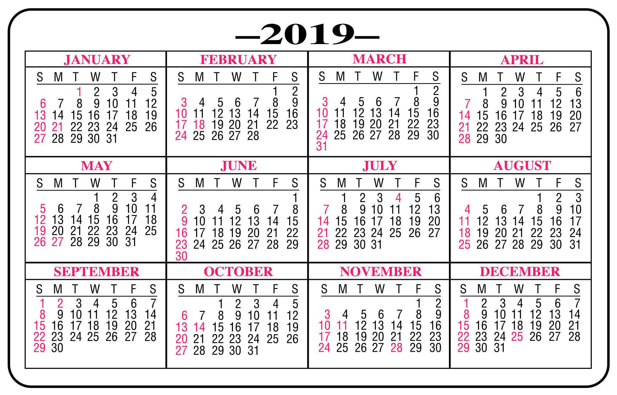 wallet calendar cards