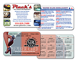 business cards, wallet calendars